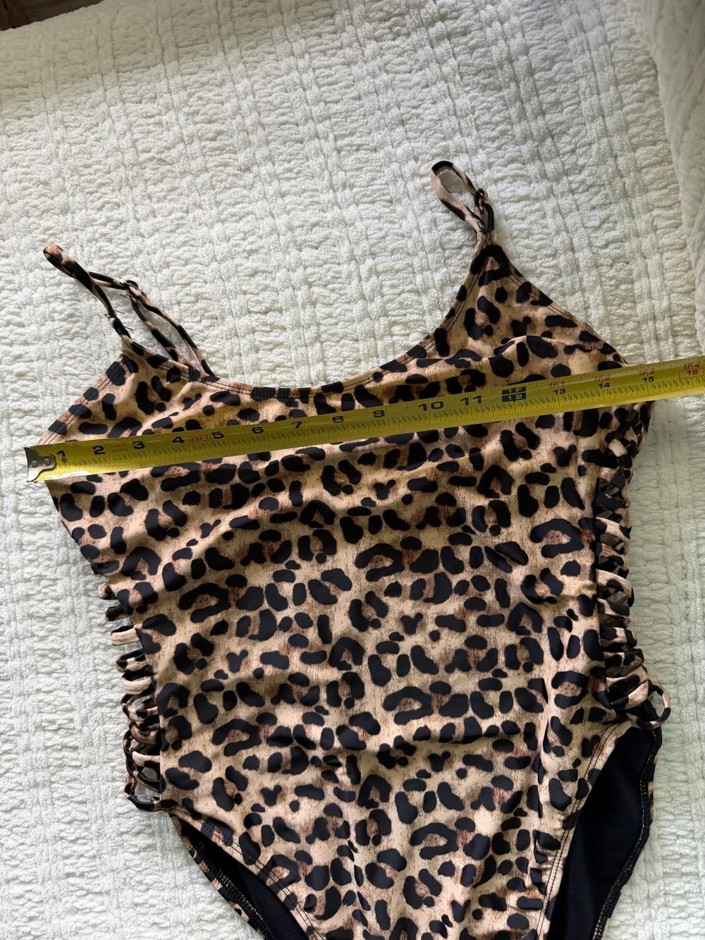 Revamped‎ swim Leopard Strappy Side One Piece Swimsuit Small